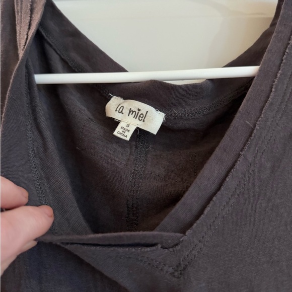 Maternity - La Miel Women's Dark Gray V-Neck Top - Picture 3 of 10